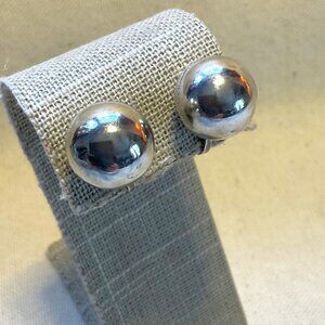 Early Mexican Modernist Sterling Earrings – “Silver Mexico” Ball Studs
